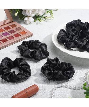80-Piece Black Silk Hair Scrunchies Set for Women - Elastic Satin Hair Ties & Ponytail Holders - Vintage Hair Accessories for Girls - Buy Online on GoSupps.com