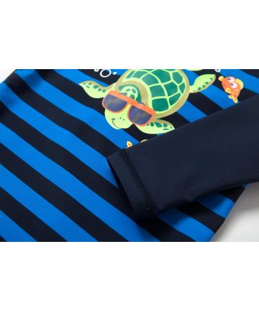 Baby Boys Sunsuit UPF 50+ Sun Protection One Piece Swimwear Set with Sun Hat - Stripe Turtle, 18-24 Months - Buy Online on GoSupps.com