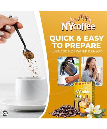 SOL 100pk Bulk NY 3 in 1 Coffee Sachets Vanilla Latte and SOL Stickers Case Pack NY Coffee 10 x 10 Coffee Sachets 3in1 - Bundle - Buy Online on GoSupps.com