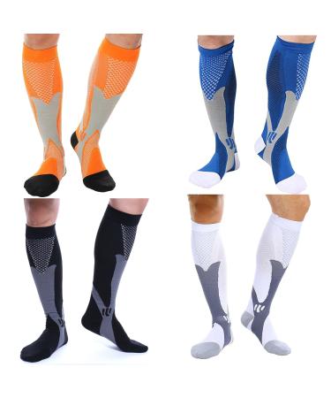 Feifanshop 4 pair of sports compression stockings Support socks Trumpy socks Trombose trumpet compression stockings compression socks women L/XL (EU 40-43) multicolored