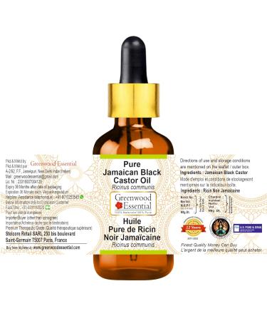 Greenwood Essential Pure Jamaican Black Castor Oil (Ricinus communis) with Glass Dropper Cold Pressed 30ml (1 oz) - Buy Online on GoSupps.com