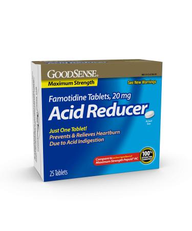 GoodSense Maximum Strength Famotidine Tablets 20 mg Acid Reducer for Heartburn Relief 25 Count