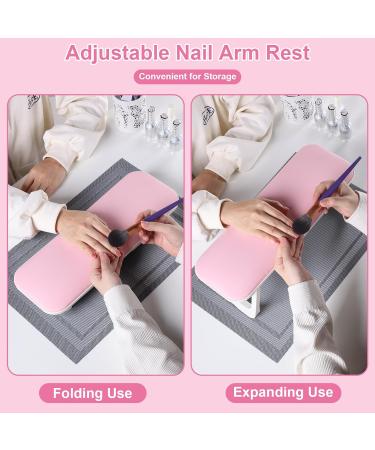 ROLIZOE Foldable Nail Arm Rest 40cm Soft PU Leather Manicure Pillow Nail Cushion No Drilling Anti-Slip Manicure Hand Rest with Nail Mat Nail Hand Pillow Manicure Cushion Beginner for Nail Art (Pink) - Buy Online on GoSupps.com