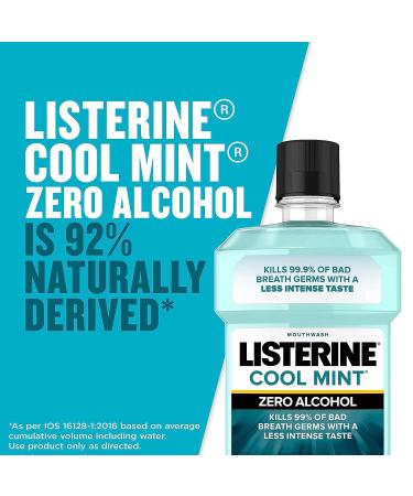 Listerine Zero Alcohol Mouthwash 1L - Alcohol-Free Oral Rinse for Fresh Breath & Clean Mouth - Cool Mint Flavor - Buy Online on GoSupps.com