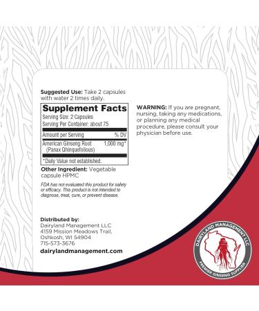 Dairyland American Ginseng Powder 16 oz and Capsules 150 ct of Wisconsin Ginseng Direct from Farmer to Consumer  - Buy Online on GoSupps.com