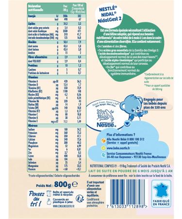 Nestl Nidal Plus 2 - Lait Infantile 2 me ge en Poudre - de 6 12 Mois - 800g - Buy Online on GoSupps.com