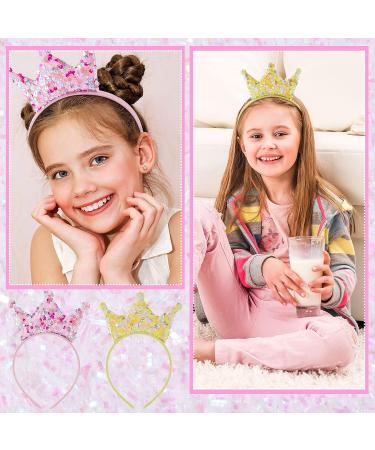 Juexica Sequin Crown Headbands - 12 Pack Princess Party Favors for Girls & Women - Glitter Elastic Tiaras in Pink, Blue, Purple & More - Buy Online on GoSupps.com