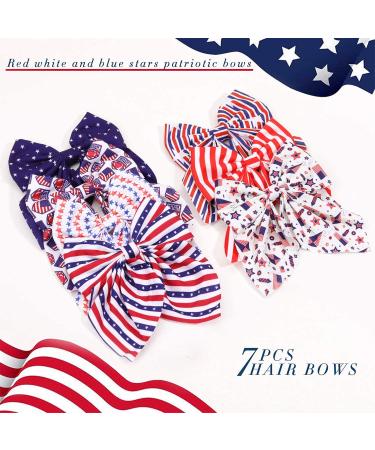 Patriotic 4th of July Hair Bows for Girls - Handmade American Flag Hair Clips for Independence Day - Buy Online on GoSupps.com