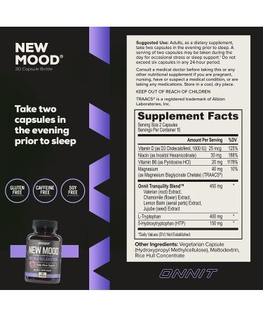 Onnit New Mood - Relaxation Supplement 30 Capsules for Mood Support - Buy Online on GoSupps.com