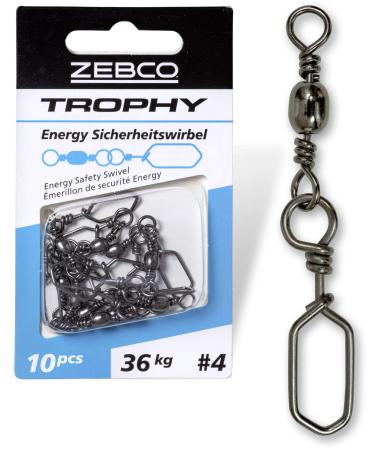 Zebco Quality Trophy Energy Safety Swivel Fishing Accessories Swivel Fishing Small Parts Fishing Accessories Size: 2/0 L: 72mm 66kg /10 pieces