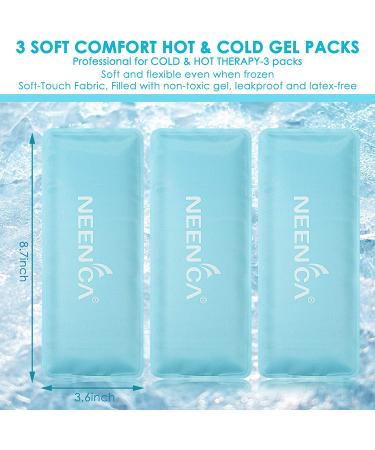 NEENCA Reusable Ice Pack (3 Packs, 4x9 Inches) - Hot & Cold Therapy for Swelling, Bruises, Injuries - Flexible Gel Packs for Instant Relief - Buy Online on GoSupps.com