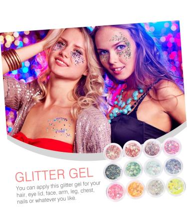  Ipetboom Ipetboom 12 Boxes Glitter Gel Carnival Party Halloween Makeup Supplies for Body Face Hair Eyeshadow Nails - Buy Online on GoSupps.com