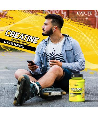 Evolite Nutrition Creatine Monohydrate 1000g - Flavored Creatine Powder & Pre Workout Booster with Taurine - Lemon 1 KG - Buy Online on GoSupps.com