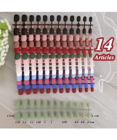 Flofia 336 PC Short Square Artificial Nails Set - Matt False Nails for DIY Nail Art - 14 Color Full Cover Fingernails - Buy Online on GoSupps.com