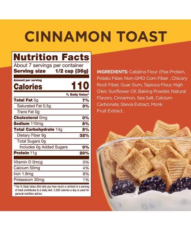 Catalina Crunch Cinnamon Toast Keto Cereal 4 Pack (9oz Bags) | Low Carb  Sugar Free  Gluten Free | Keto Snacks  Vegan  Plant Based Protein | Breakfast Protein Cereals | Keto Friendly Food Cinnamon Toast 9 Ounce (Pack of 4) - Buy Online on GoSupps.com
