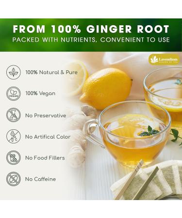 Lavendium Premium 30 Ginger Tea Bags 100% Natural & Pure from Ginger. Ginger Herbal Tea. Ginger Tea. No Sugar No Caffeine No Gluten Vegan. Ginger 30 Bags - Buy Online on GoSupps.com