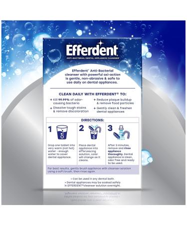 Efferdent Denture Cleaner Tablets Deep Clean Brightening for Dental Appliances, Aligners, Mouth Guard, and Retainer Cleaner Tablets, Complete Clean, 126 Count 1 Foot (Pack of 126) - Buy Online on GoSupps.com