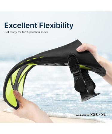 BPS Snorkel Fins - Adjustable Open Heel Swim Flippers for Diving & Snorkeling - Yellow S/M Size - Men Women - Buy Online on GoSupps.com