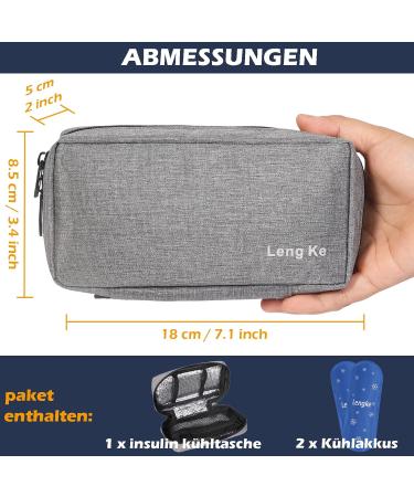 Ovakia Frio Cooling Bag for Insulin Pen | Small Travel Diabetic Organizer | Cool Box for Medications | 2 Freelancus (Gray) | International Shipping - Buy Online on GoSupps.com