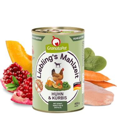 Granatapet Liebling's Meal Chicken & Pumpkin - Grain-Free Wet Dog Food (6 x 400g) - No Sugar Additives Single Feed Healthy Nutrition - Buy Online on GoSupps.com