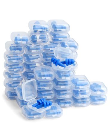 50 Pair Silicone Ear Plugs in Plastic Cases Soft Reusable Washable Comfortable for Swimming Adults Earplugs Water Shower Surfing Sports 50 Pair (Pack of 1)