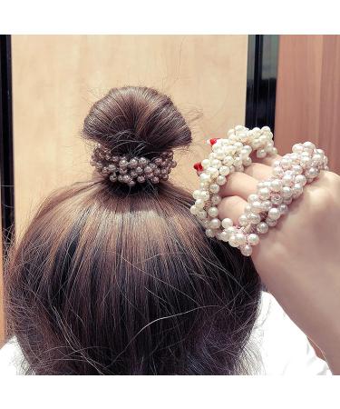 Shop Tseenyi Pearl Rubber Bands | Champagner Pearls Hair Rope for Women & Girls - Stylish Hair Accessories - Buy Online on GoSupps.com