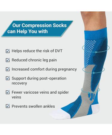 360 Relief Copper Compression Socks | Graduated Athletic Fit for Women & Men - Blue | Ideal for Running, Nurses, Shin Splints, Travel & Pregnancy | Includes Mesh Laundry Bag | L-XL Size - Buy Online on GoSupps.com