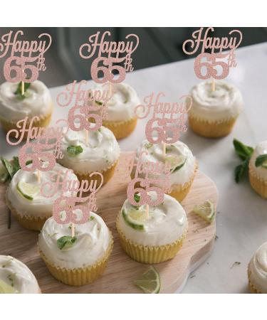 Pack of 24 65 Cupcake Toppers Glitter "Happy 65th Birthday" Cake Toppers Number 65 Eightteen Sweet 65 Birthday Wedding Anniversary Party Cake Decorations Accessories Rose Gold - Buy Online on GoSupps.com