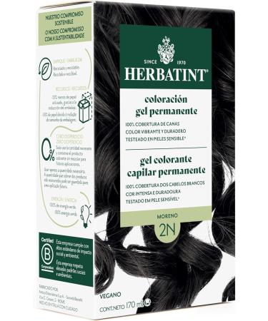  Herbatint Herbatint 2N Brown Permanent Gel Hair Color 170 ml Ammonia Free 100% Grey Coverage for Sensitive Skin with 8 Organic Natural Extracts - Buy Online on GoSupps.com