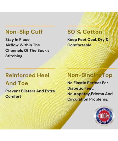 Fancy Pix Women's 6-Pack Colorful Cotton Diabetic Crew Socks - Non Binding, Soft & Breathable - Royal Blue, Purple, Orange, Light Blue, Pink, Baby Yellow - Buy Online on GoSupps.com