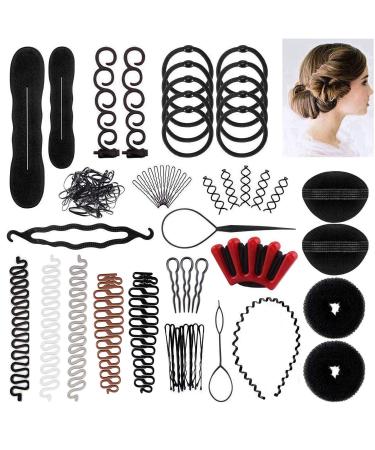 60 pcs Hair Styling Set, Hair Design Styling Tools Accessories DIY Hair Accessories Hair Modelling Tool Kit Hairdresser Kit Set Magic Simple Fast Spiral Hair Braid (BBB)