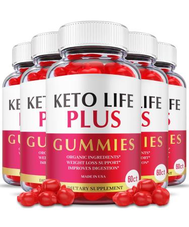 (5 Pack) Keto Life Plus Gummies - Official Formula Vegan - Keto Life Plus ACV Gummies with Apple Cider Vinegar Weight Shark Loss Tank Great Taste Vitamin B12 B6 Beet Root Juice (300 Gummies)