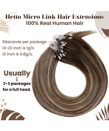 Hetto Microring Extensions | Real Hair Ombre Remy Loop #4/18/4 Dark Brown & Ash Blonde - 55cm 50g - Buy Online on GoSupps.com