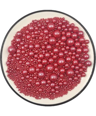 Edible dark red pearl sugar sprinkles dessert sprinkles | cake cupcake topper cookie decorations sweet personalities sugar sprinkles for weddings and daily cake decorations red pearls