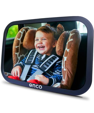 Onco Baby Rear View Car Mirror for Your Backseat 100% Shatterproof Essentials for Newborn - Drive Safe and Monitor Your Child - Winner of MadeForMums Awards Black