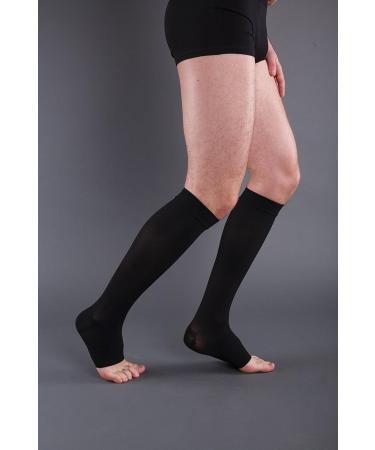 Compression Knee High Stockings - Class 1 Open Toe Black | Comfortable & Supportive - International Shipping Available - Buy Online on GoSupps.com