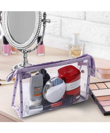 Shop 3-Piece Waterproof PVC Cultural Bag Set - Transparent Makeup & Cosmetic Bags for Women - Purple Travel Wallet - Buy Online on GoSupps.com