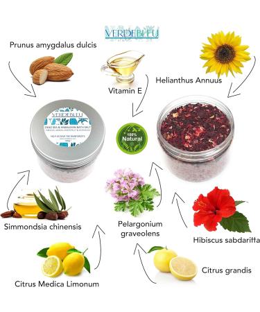 Verdbleu Naturals: 100% Organic Bathing Salt - Himalayan & Totes Sea Salt with Hibiscus & Citrus | Eco-Friendly & 5% to Rainforest Conservation | 450g - Buy Online on GoSupps.com