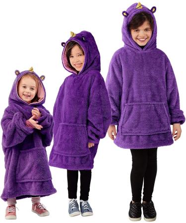Lelesta Pets Hoodie Blanket Plush Sweatshirt 2-in-1 Folding Animal Hoodie Toys Turn Oversized Hoodie with Giant Pocket Long Sleeve Pullover Pillow One Size Fits Boys Girls (Purple) One Size Purple - Buy Online on GoSupps.com