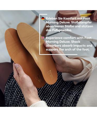 Foot Morning Deluxe Orthopedic Leather Shoe Inlays - High-Quality Insoles for Flat Feet & Plantar Fasciitis (Size 43 EUR Men) - Buy Online on GoSupps.com