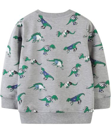 Dinosaur Sweatshirt for Boys | Cotton Long Sleeve Pullover Top for Kids | Toddler Girls Shirts | Baby Clothes 4-5 Years Grey - Buy Online on GoSupps.com