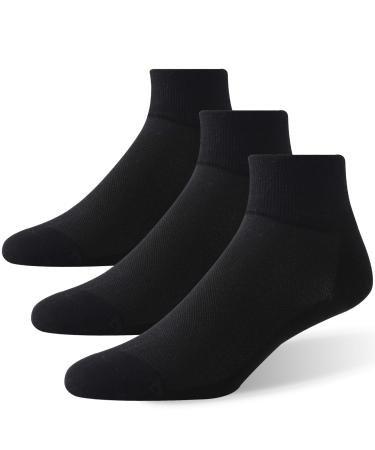 Forcool Non Binding Loose Top Seamless Ankle Low Cut Cotton Diabetic Socks for Men and Women M/L/XL 3/6 Pairs 3 Black X-Large