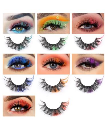 Ruairie Colored False Eyelashes - Fluffy Wispy Russian Strip Lashes - 7 Colors D Curl Volume Curly Faux Mink Lashes - Buy Online on GoSupps.com