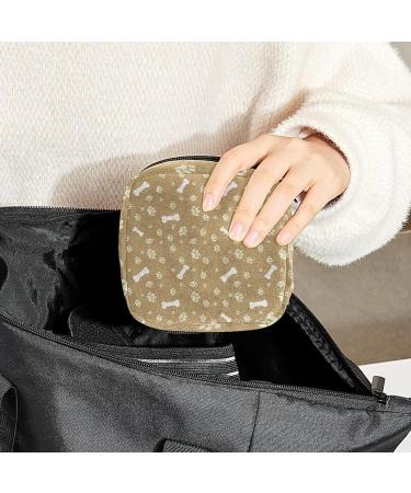 Brown Dog Paw Print Bone Color Period Bag & Makeup Travel Pouch - GIAPB 2237 - Buy Online on GoSupps.com