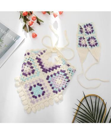 HAIMEIKANG Crochet Hair Bandanas - 2 Pcs Hippie Floral Head Kerchief for Women and Girls (Blue) - Buy Online on GoSupps.com
