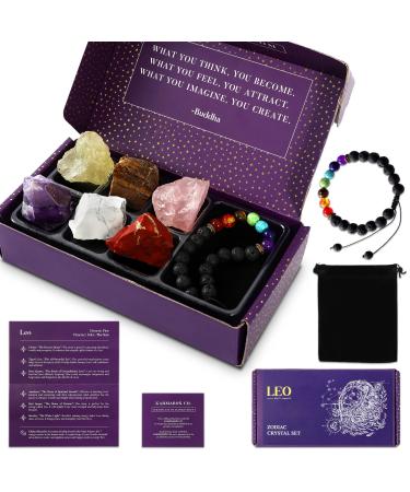 KARMABOX Leo Gifts for Women - Leo Crystal Healing Stone Gift Set - 12 Zodiac Signs - Zodiac Gifts - Astrology Gifts for Women - Horoscope Gifts - Birthday Gifts for Women