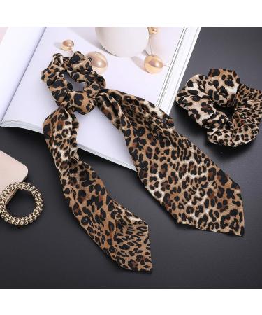 Leopard Print Hair Scarf Scrunchies: Big Bow Headband for Women - Animal Print Twisted Turban Ponytail Holder - Buy Online on GoSupps.com