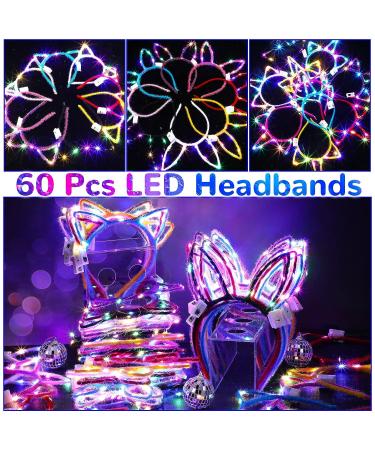 60pcs LED Cat Ears Headband Bulk - Cute Light Up Headbands for Women & Girls - Luminous LED Headdress Hairbands for Christmas Party Supplies - Buy Online on GoSupps.com