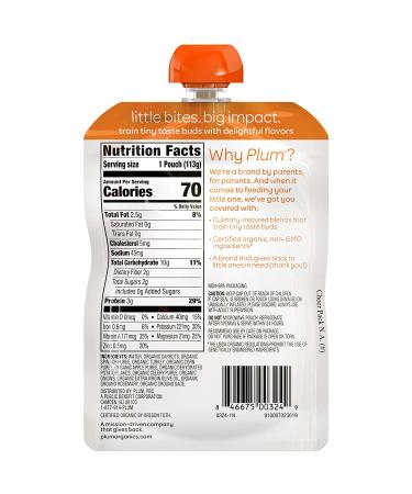 Plum Organics Stage 3 Baby Food Pouch | Carrot Spinach Turkey Corn Apple & Potato | 4 oz, 6 Pack | Organic Squeeze for Babies, Kids, Toddlers - Buy Online on GoSupps.com
