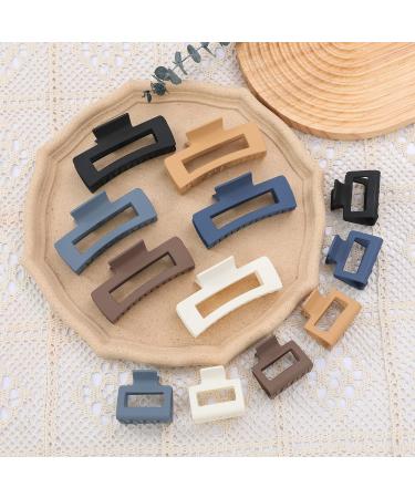 12 Pack Large Rectangle & Medium Square Hair Clips Set - Matte Claw Clips for Thick & Thin Hair, Neutral Colors - Strong Hold Hair Jaw Clips for Women - Buy Online on GoSupps.com